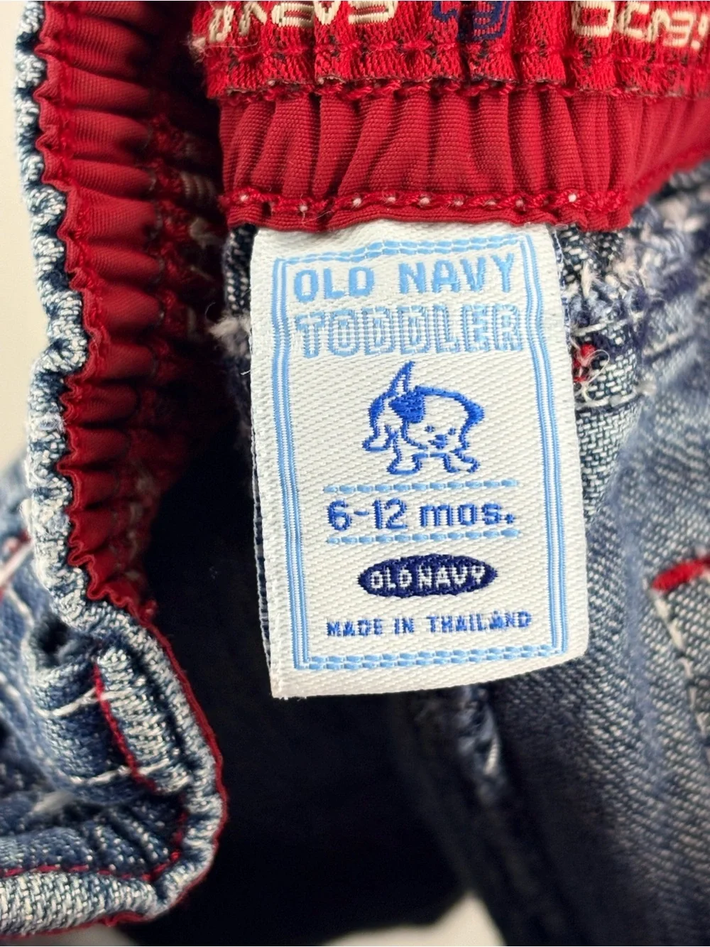 Old Navy Y2K  Blue Denim Kids Shorts with Red Trim Size 6m-12m